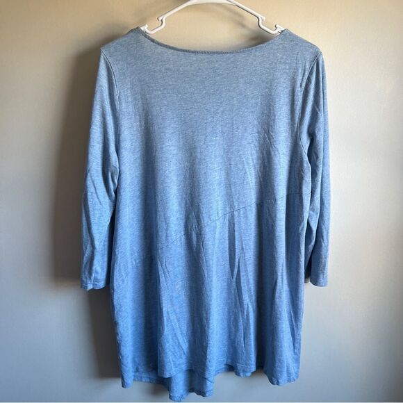 Pure J Jill Blue Asymmetric Tunic 3/4 Sleeve Blouse - Picture 4 of 4